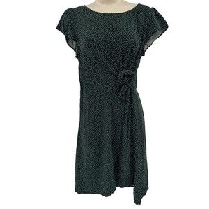 Loft Dress Size 6 Green White Polka Dot Mini Tie Faux Wrap Short Sleeve Casual